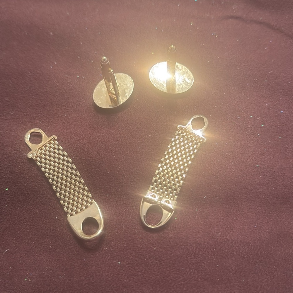 🐈⬛ Vintage Swank Tigers Eye Gold Tone Cufflinks - Picture 4 of 5